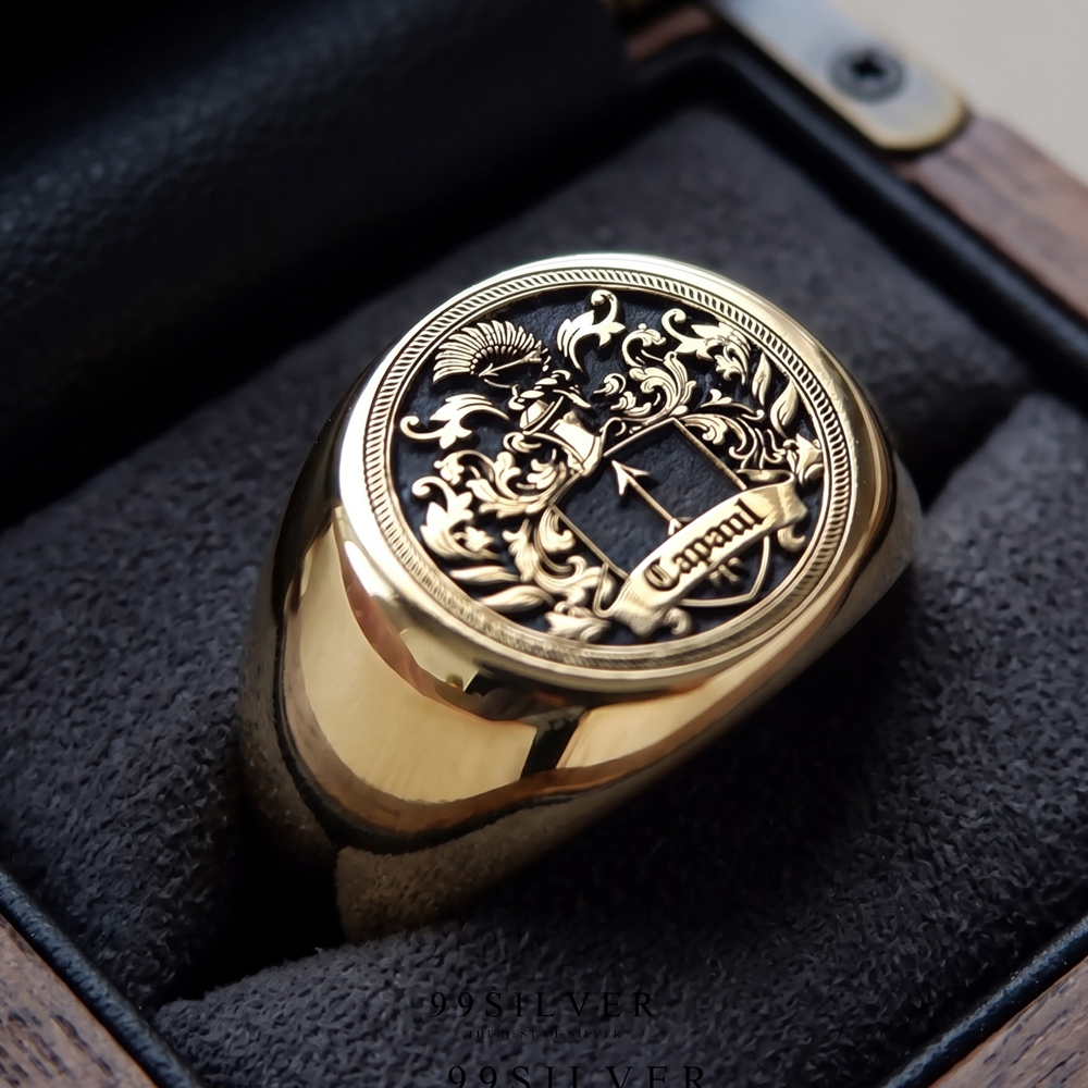 แหวน Signet Ring ออกแบบได้เองตามที่ต้องการ ตัวเรือนหน้ากลม 14x14 มิลลิเมตร