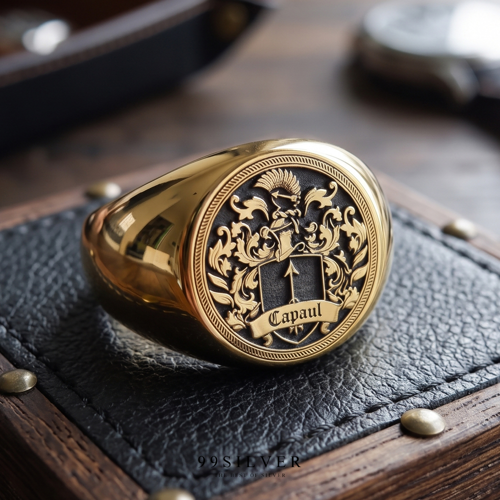 แหวน Signet Ring ออกแบบได้เองตามที่ต้องการ ตัวเรือนหน้ากลม 14x14 มิลลิเมตร