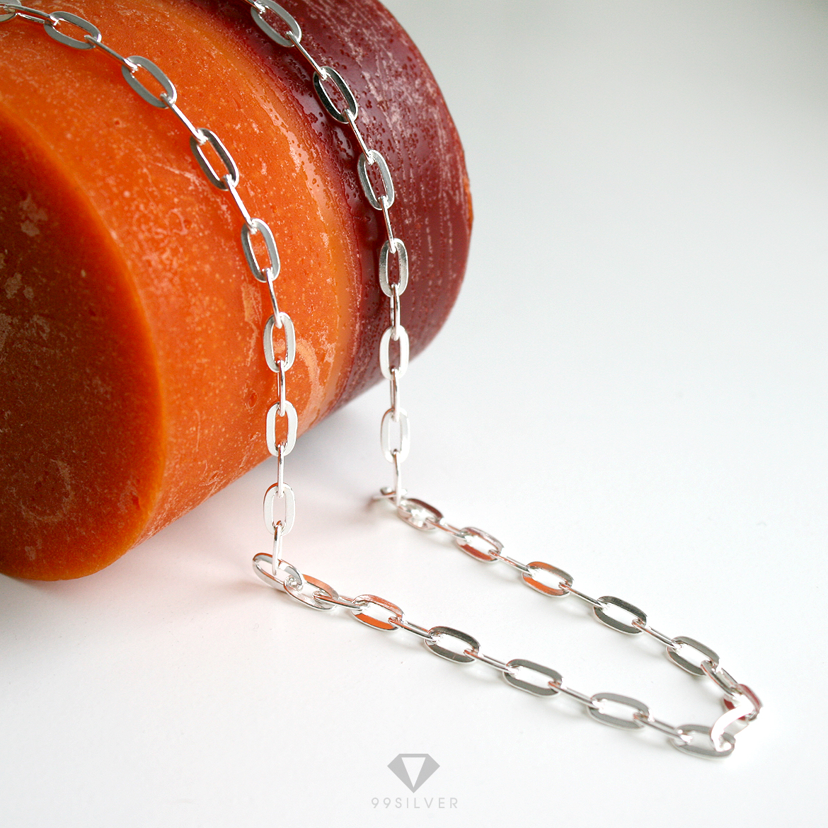 สร้อยโซ่ เงินแท้ทั้งเส้น ข้อใหญ่ขนาดข้อยาว 9x7 มิลลิเมตร ผิวเงาแข็งแรง