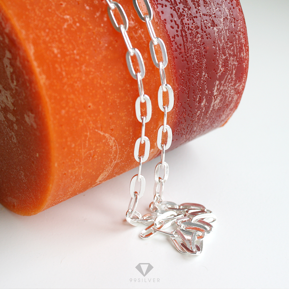 สร้อยโซ่ เงินแท้ทั้งเส้น ข้อใหญ่ขนาดข้อยาว 9x7 มิลลิเมตร ผิวเงาแข็งแรง