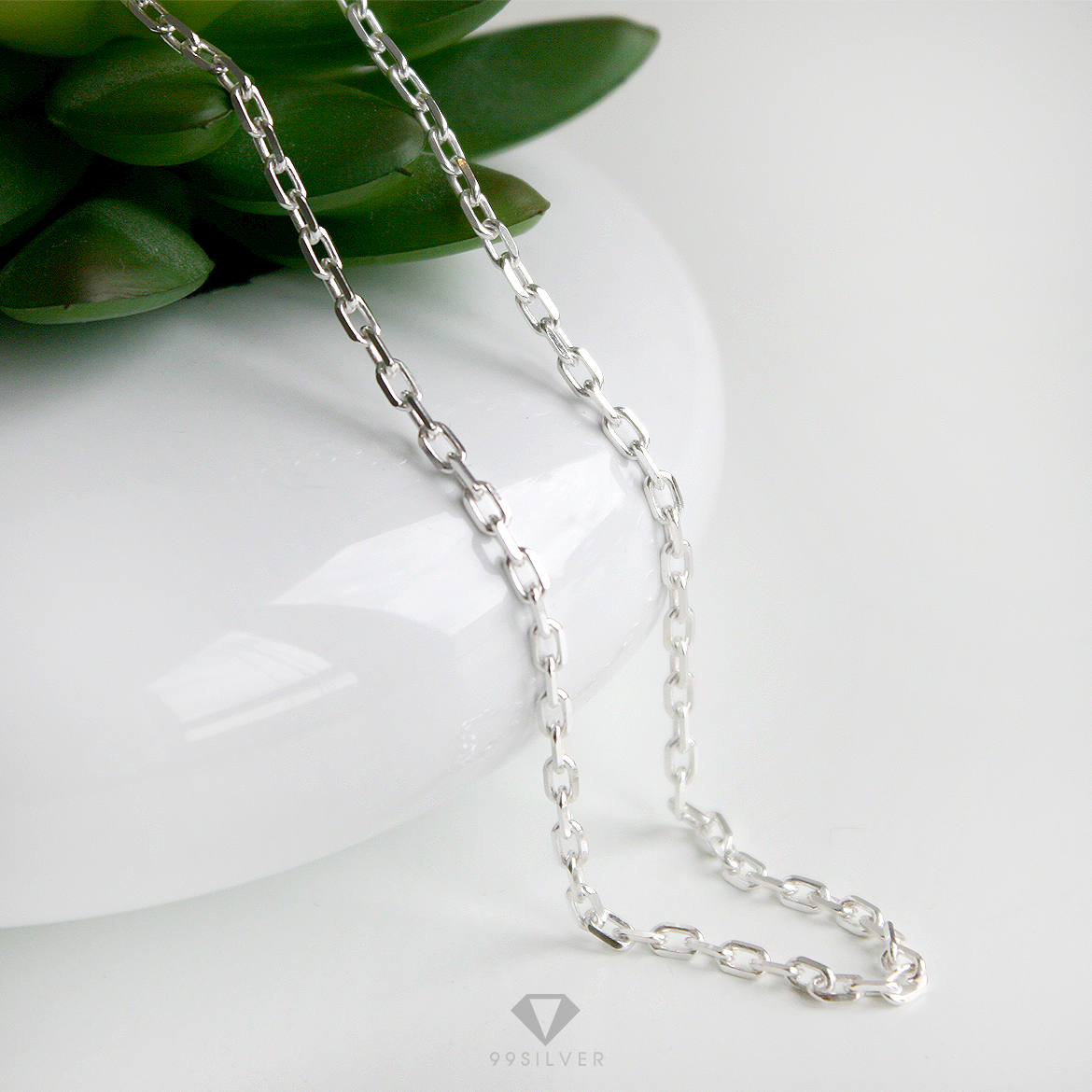 สร้อยเงินข้อโซ่กลางขนาด 2 มิลลิเมตร แข็งแรง เหมาะสำหรับเด็กๆ