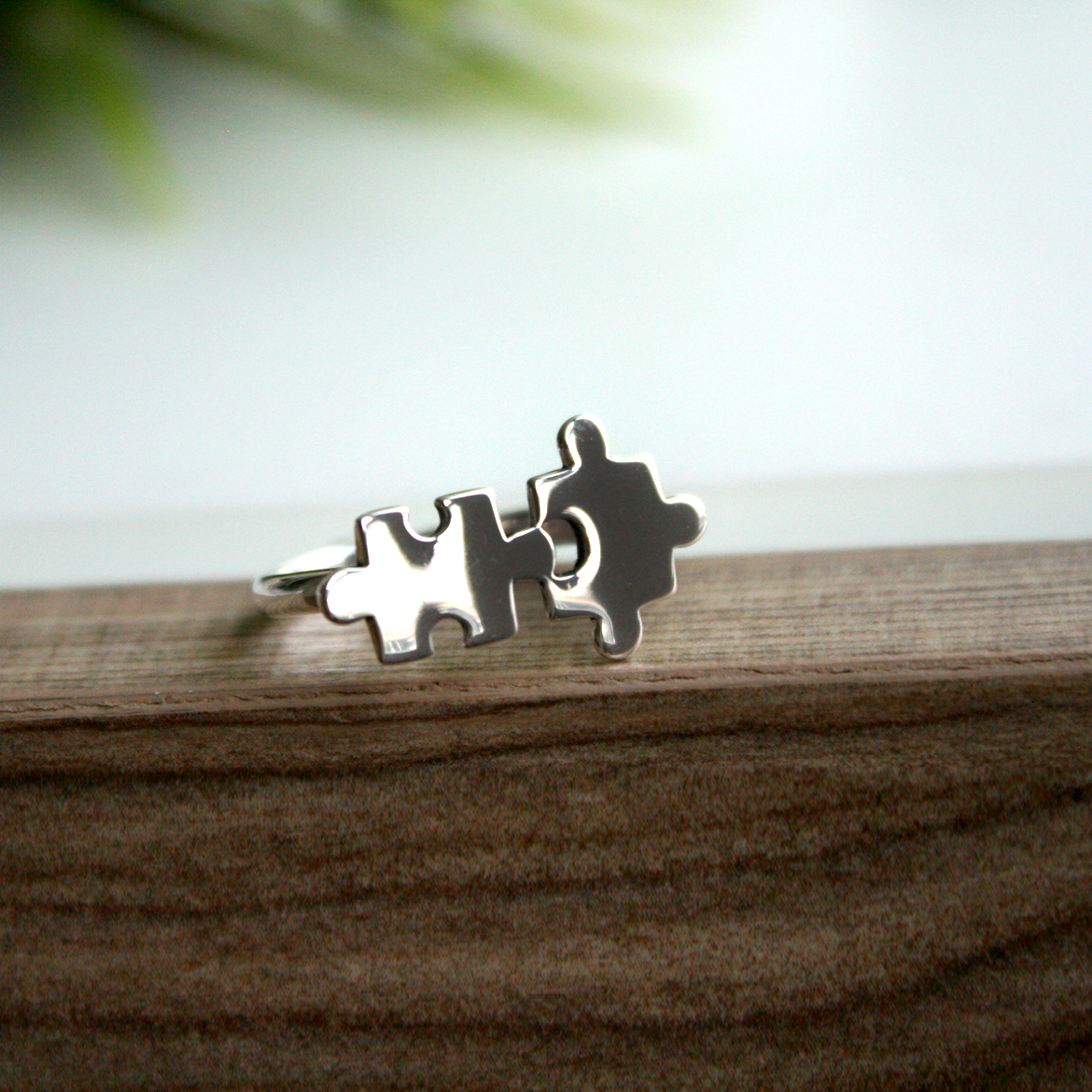 แหวนจิ๊กซอลคู่รัก Jigsaw ring ผิวขัดเงา ตัวจิ๊กซอลคู่ยึดเชื่อมกัน