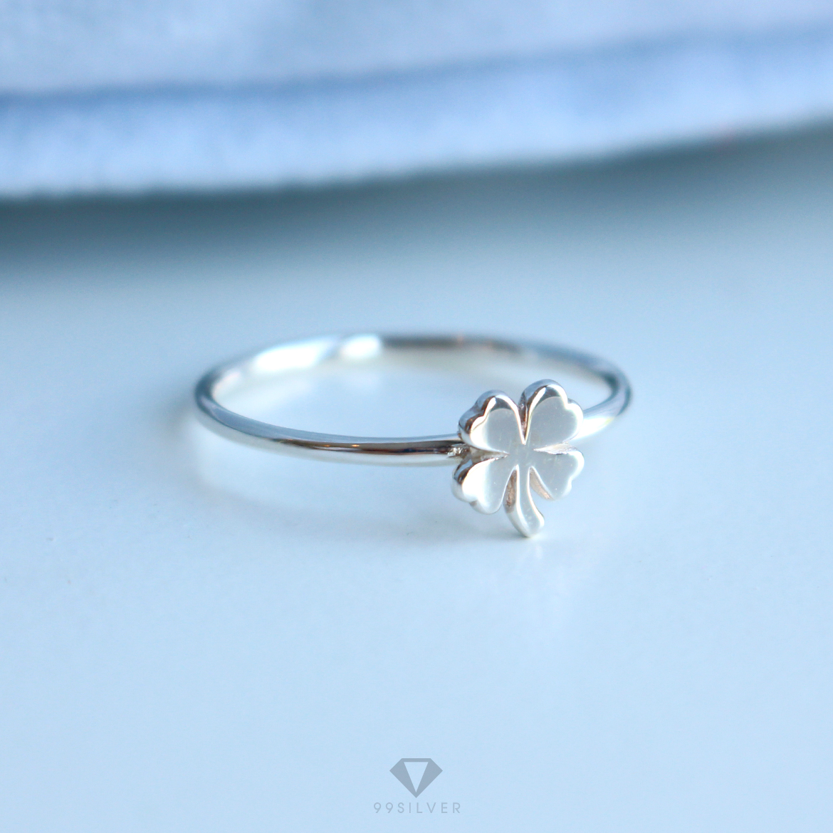 แหวนใบ Clover 4 แฉกแห่งความโชคดีในทุกๆด้าน Hope Faith Love Luck