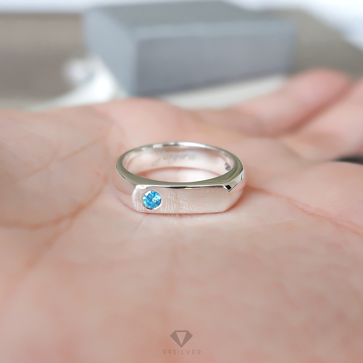 แหวนเงินแท้ประดับเพชรสีมงคล การงาน การเงิน ความรัก ความสำเร็จ