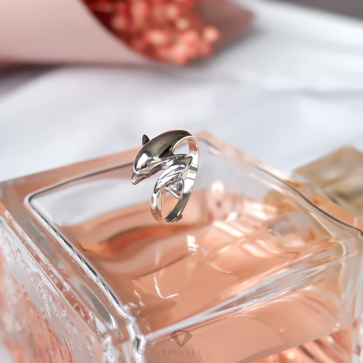 แหวนโลมาเดี่ยว แบบพันรอบนิ้ว (คำสัญญา ความรัก ความซื่อสัตย์)