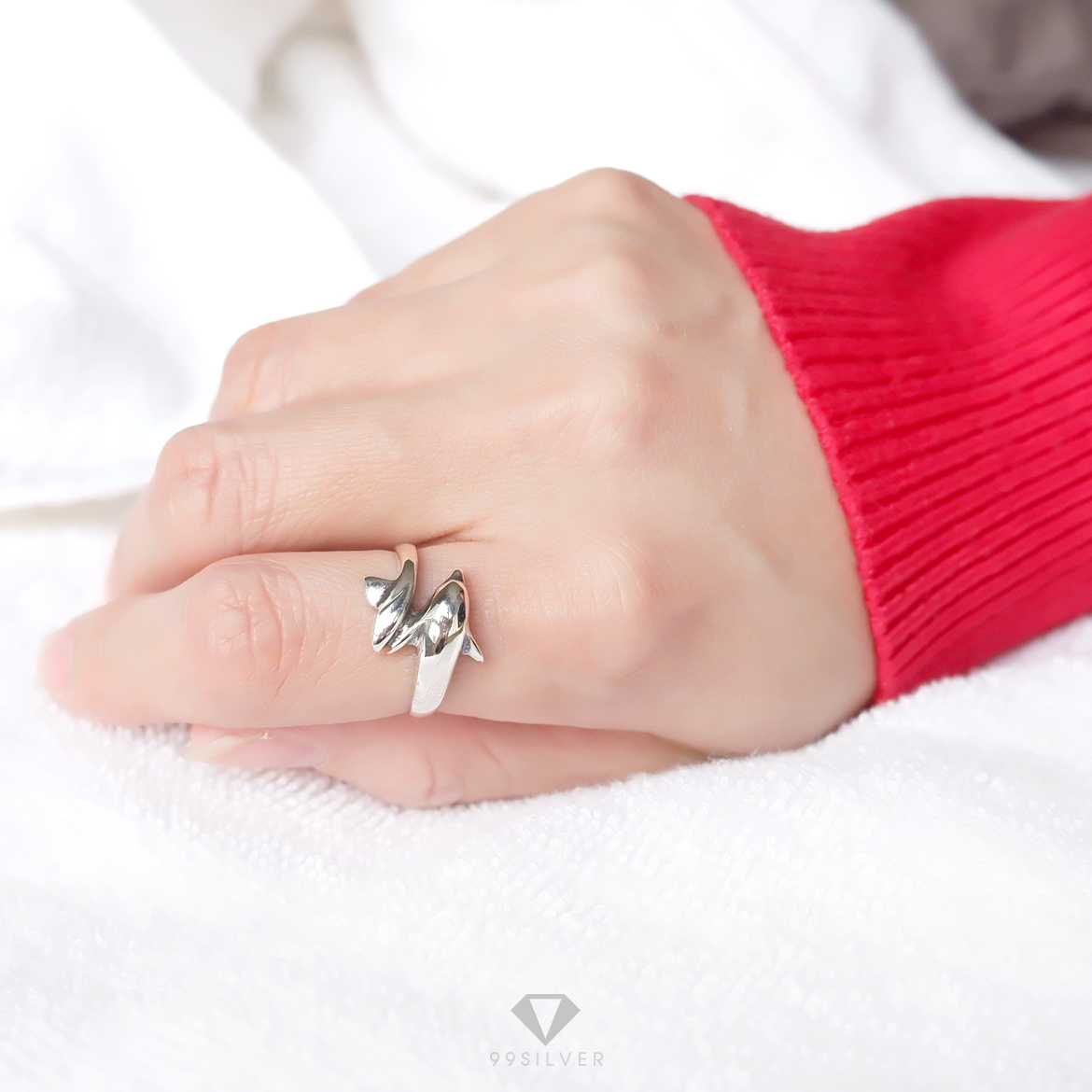 แหวนโลมาเดี่ยว แบบพันรอบนิ้ว (คำสัญญา ความรัก ความซื่อสัตย์)