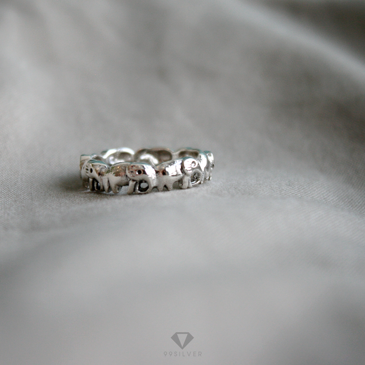 แหวนช้าง เดินต่อหาง เรือนเงินแท้ (แคล้วคลาดปลอดภัย โชคดี)