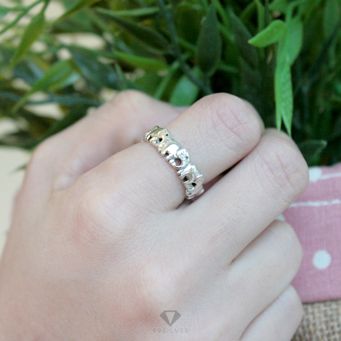 แหวนช้าง เดินต่อหาง เรือนเงินแท้ (แคล้วคลาดปลอดภัย โชคดี)