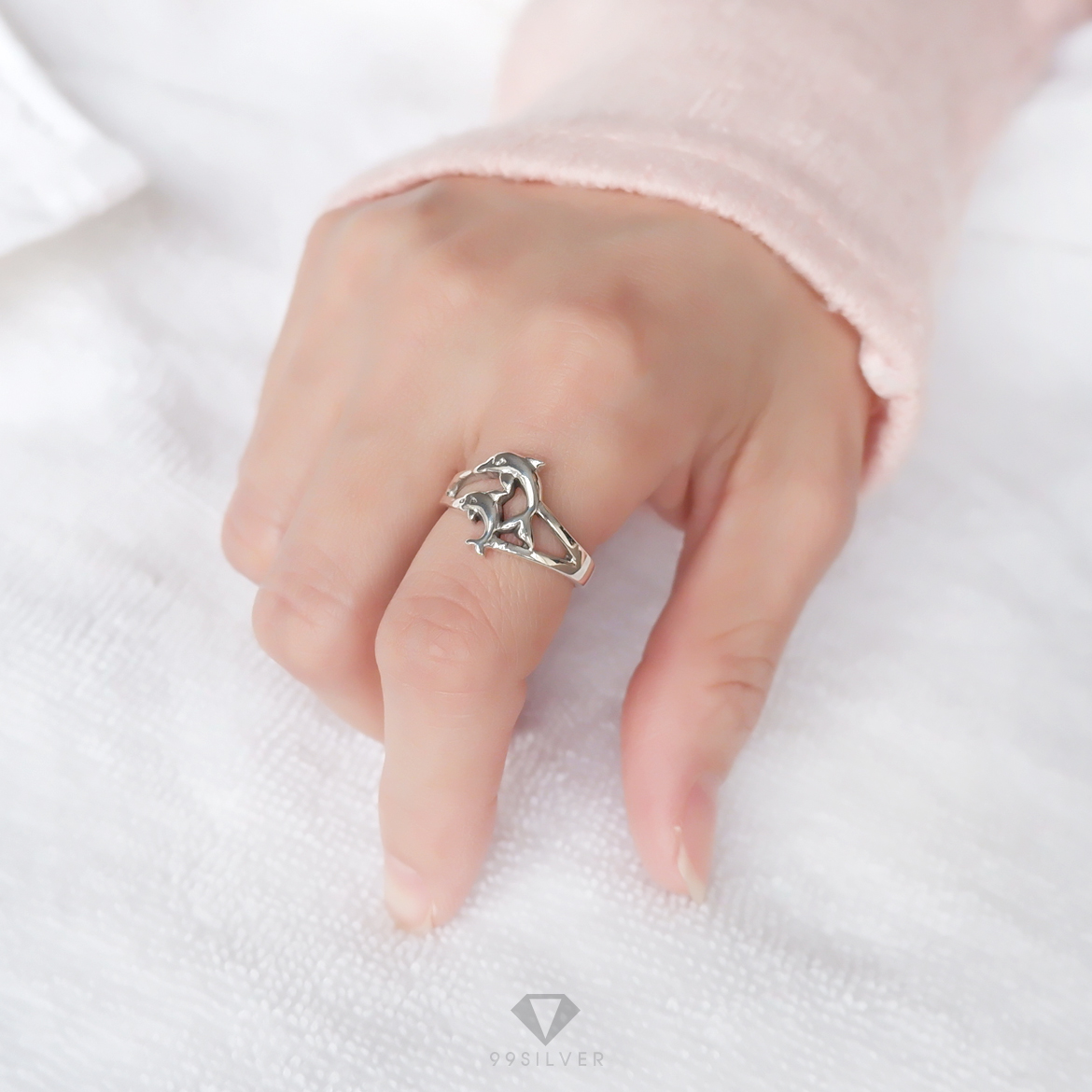 แหวนโลมาคู่รัก คู่บนล่าง (คำสัญญา ความรัก ความซื่อสัตย์)