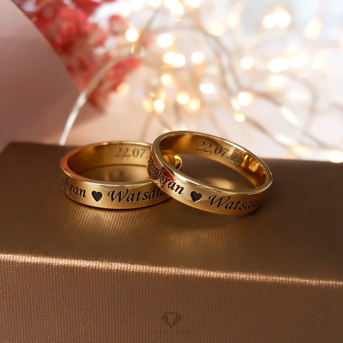 แหวนเงินแท้เคลือบทอง หน้ากว้าง 4 มิลลิเมตร ผิวเรียบเงาทรงแบน