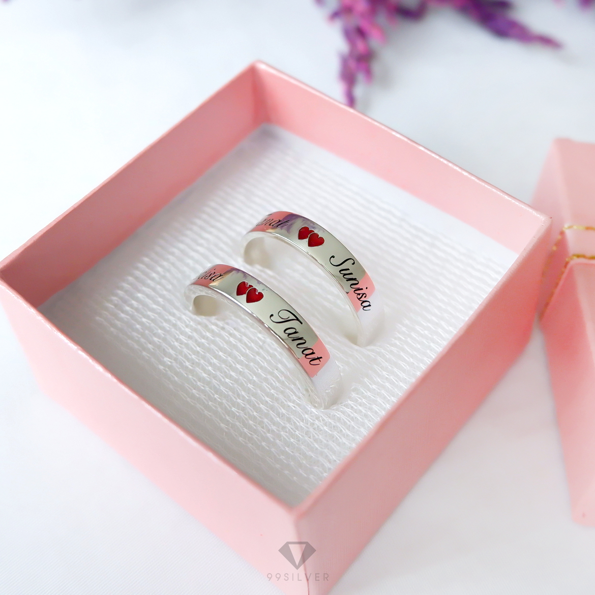 แหวนเงินแท้หน้ากว้าง 4 มิลลิเมตร หนาพิเศษ 1.8 มิลลิเมตร ผิวเรียบเงา ลงสีต่างๆ