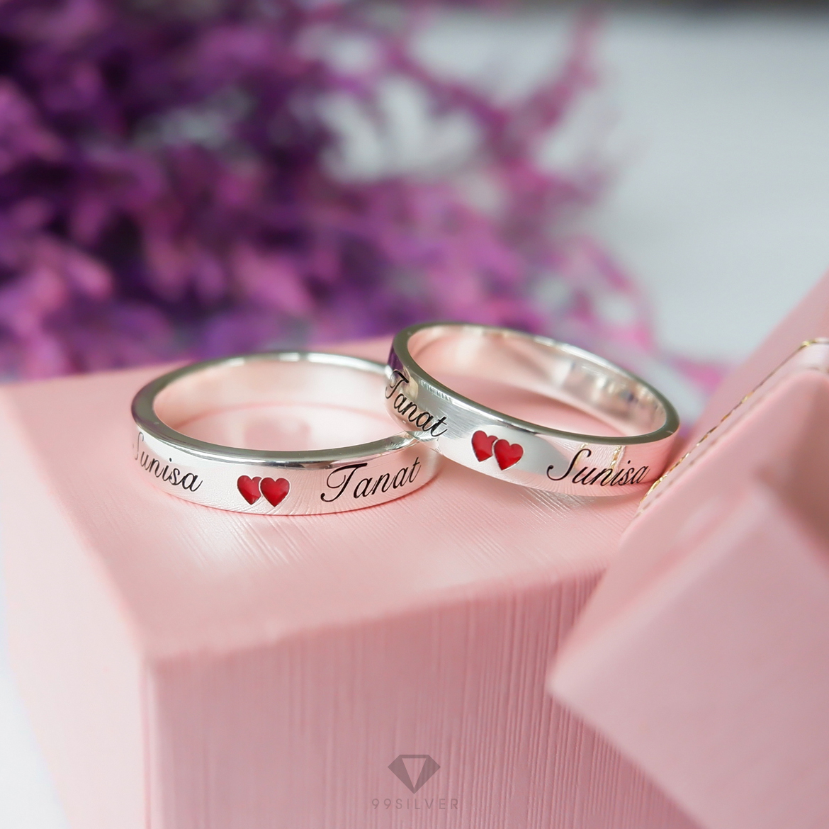 แหวนเงินแท้หน้ากว้าง 4 มิลลิเมตร หนาพิเศษ 1.8 มิลลิเมตร ผิวเรียบเงา ลงสีต่างๆ