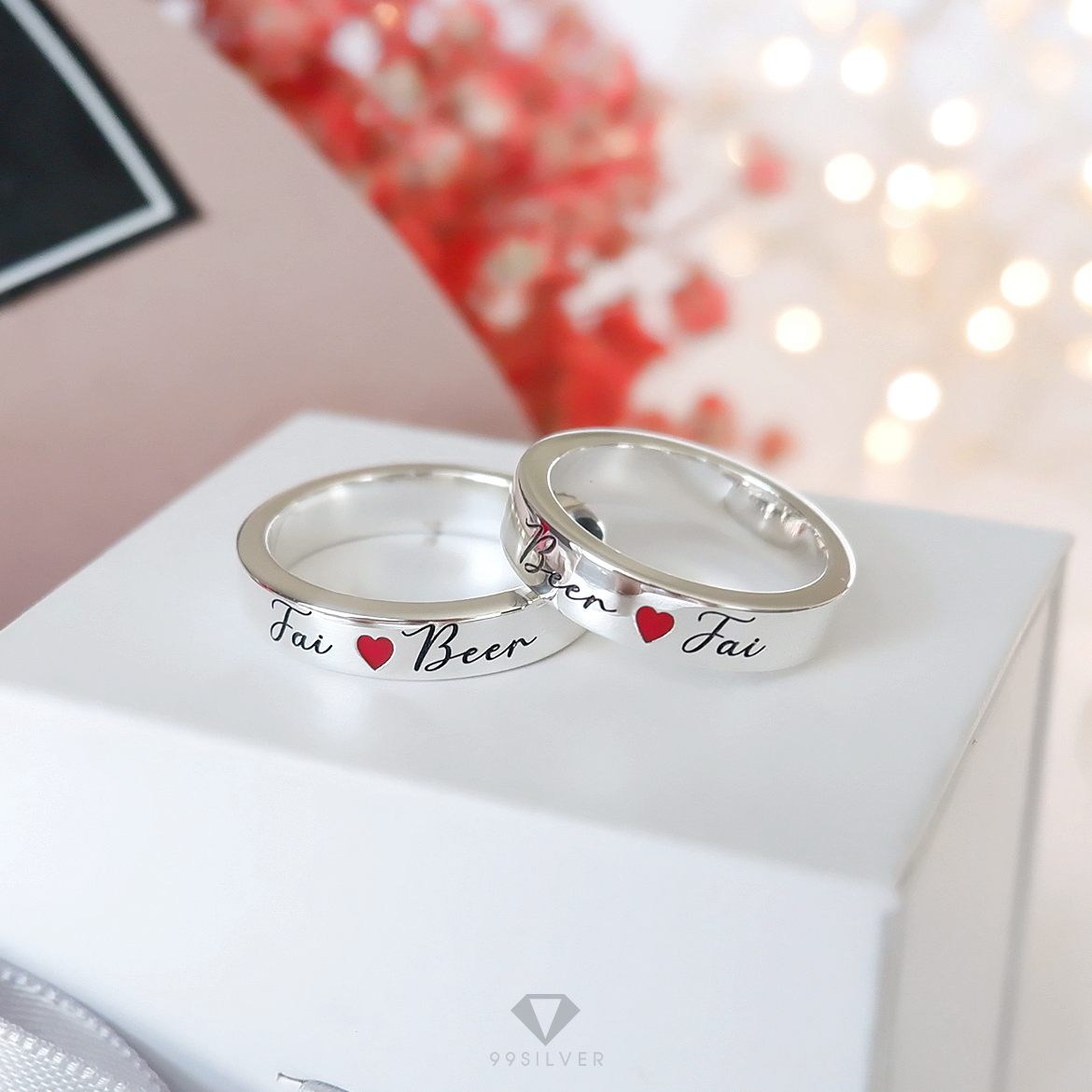 แหวนเงินแท้หน้ากว้าง 4 มิลลิเมตร หนาพิเศษ 1.8 มิลลิเมตร ผิวเรียบเงา ลงสีต่างๆ