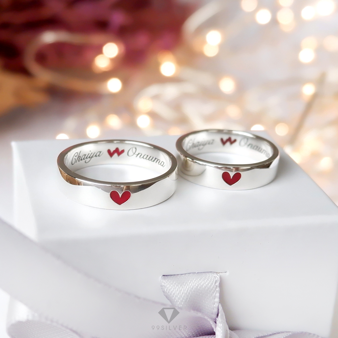 แหวนเงินแท้หน้ากว้าง 4 มิลลิเมตร หนาพิเศษ 1.8 มิลลิเมตร ผิวเรียบเงา ลงสีต่างๆ