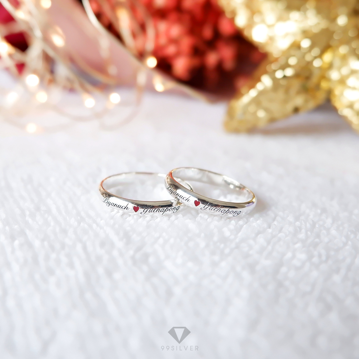 แหวนเงินแท้ หน้ากว้าง 3 มิลลิเมตร ผิวเงาทรงโค้ง ลงสีต่างๆ