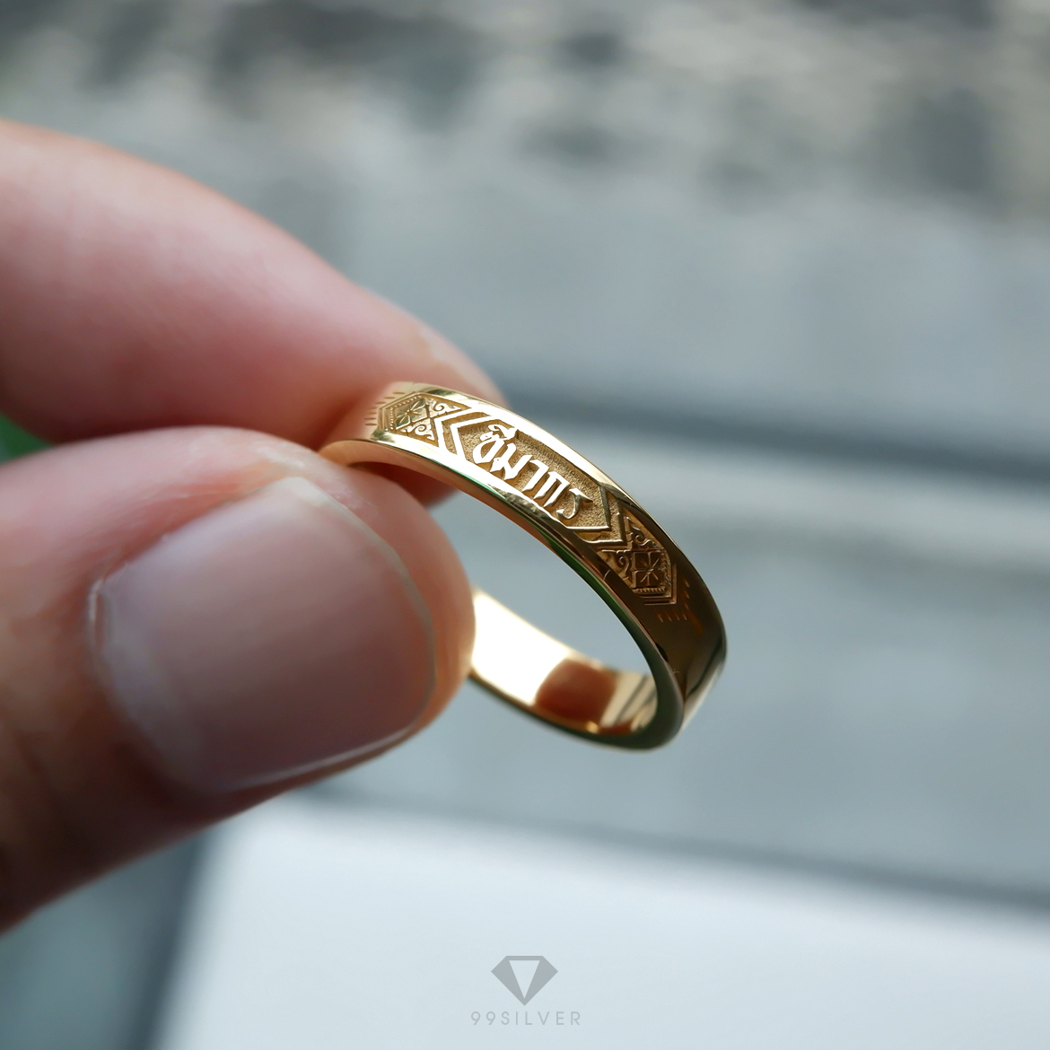 แหวนนามสกุลเงินแท้เคลือบทอง,พิ้งค์โกล,ไวท์โกล หน้า 4 มิลลิเมตร ผิวเรียบ พื้นหลังพ่นทราย 